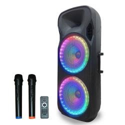 Technical Pro Portable Sound Speaker with 15 LED Woofers - 3500W PA Portable Bluetooth Speaker - USB, SD, AUX - 2 Wireless Microphones - EchoTrebleBass Adjustment Ideal for Parties and Entertainment