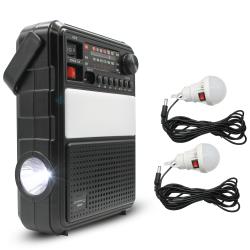 Rechargeable-AMFMSW-Bluetooth-Emergency-Radio-with-Immersive-2400-mAh-Battery,-Solar-Panel-and-2-Led-Bulbs---Supports-USBSD-Card,-USB-Charging-and-TWS-Function-by-Technical-Pro