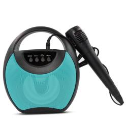 Technical Pro Rechargeable LED Bluetooth Speaker with TWS, Free Wired Microphone, and Color-Changing Woofer - Perfect for Karaoke, Presentations, and On-The-Go Music