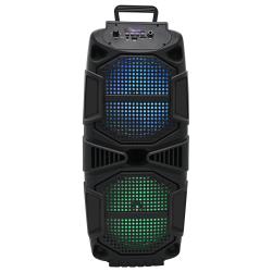 1000-Watt Rechargeable Bluetooth Speaker - Dual 8" Colourful LED Woofers, USB Mode, SD Card, FM Radio, Mic Input for Perfect On-The-Go Karaoke, Party Nights by Technical Pro