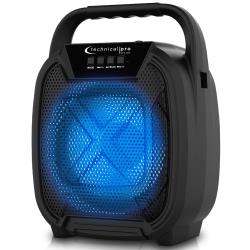 Technical Pro Bluetooth Portable Speaker 300 Watts Offers 3 Hours of Continual Music, USB CD and Mic Inputs, FM Radio, Carry Handle and Shoulder Strap, LED Woofer Changes Color, For Gatherings, Outdoor, Camping, Travel