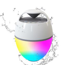 Portable Rechargeable Bluetooth Pool Speaker - 8 Patterns Colorful Lights, IP68 Waterproof, 360° Surround Stereo Sound, Built-in Microphone, 2500mAh Battery, Wireless Speakers by Technical Pro