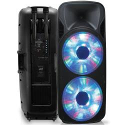 Technical Pro WAVE215 3500 Watts Rechargeable Double 15 Two way Bluetooth Loudspeaker and Dual VHF Wireless Microphones