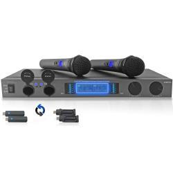 Professional Dual UHF Rechargeable Wireless Microphone System, Two Cordless handheld microphones, for Home Karaoke, Meeting, Party, Church, DJ, Wedding,