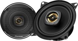 Pair of PIONEER TS-A1081F, 2-Way Coaxial Car Audio Speakers, Full Range, Clear Sound Quality, Easy Installation and Enhanced Bass Response, Black and Gold Colored 4” Round Speakers