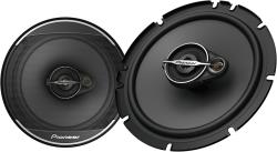 Pair of PIONEER A-Series TS-A1671F, 3-Way Coaxial Car Audio Speakers, Full Range, Clear Sound Quality, Easy Installation and Enhanced Bass Response, Black and Gold Colored 65” Round Speakers