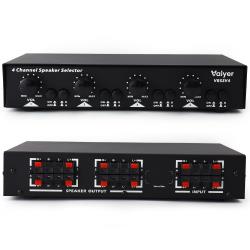 Vaiyer 4-channel speaker selector with volume control – 600W max dual-source speaker distribution system with impedance matching and independent channel control