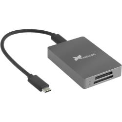Xcellon CFexpress Type A and UHS-II SD Card Reader, USB-C 32 Gen 2 10 Gbs, Aluminum, Push-Lock Card Slots, LED Indicators, Plug-and-Play, USB-C and USB-A Cables