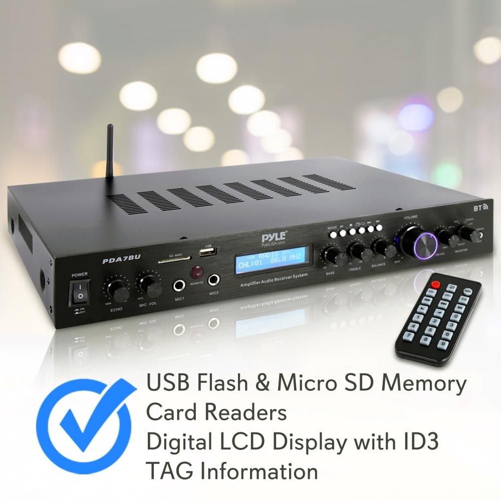 Pyle PDA7BU Home Theater Amplifier Audio Receiver Sound System with