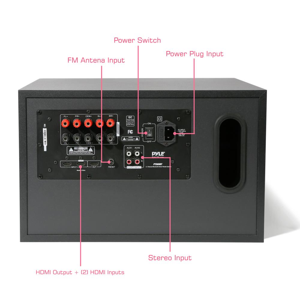 Pyle PT589BT Bluetooth 5.1 Channel Home Theater System Surround Sound Speakers & A/V