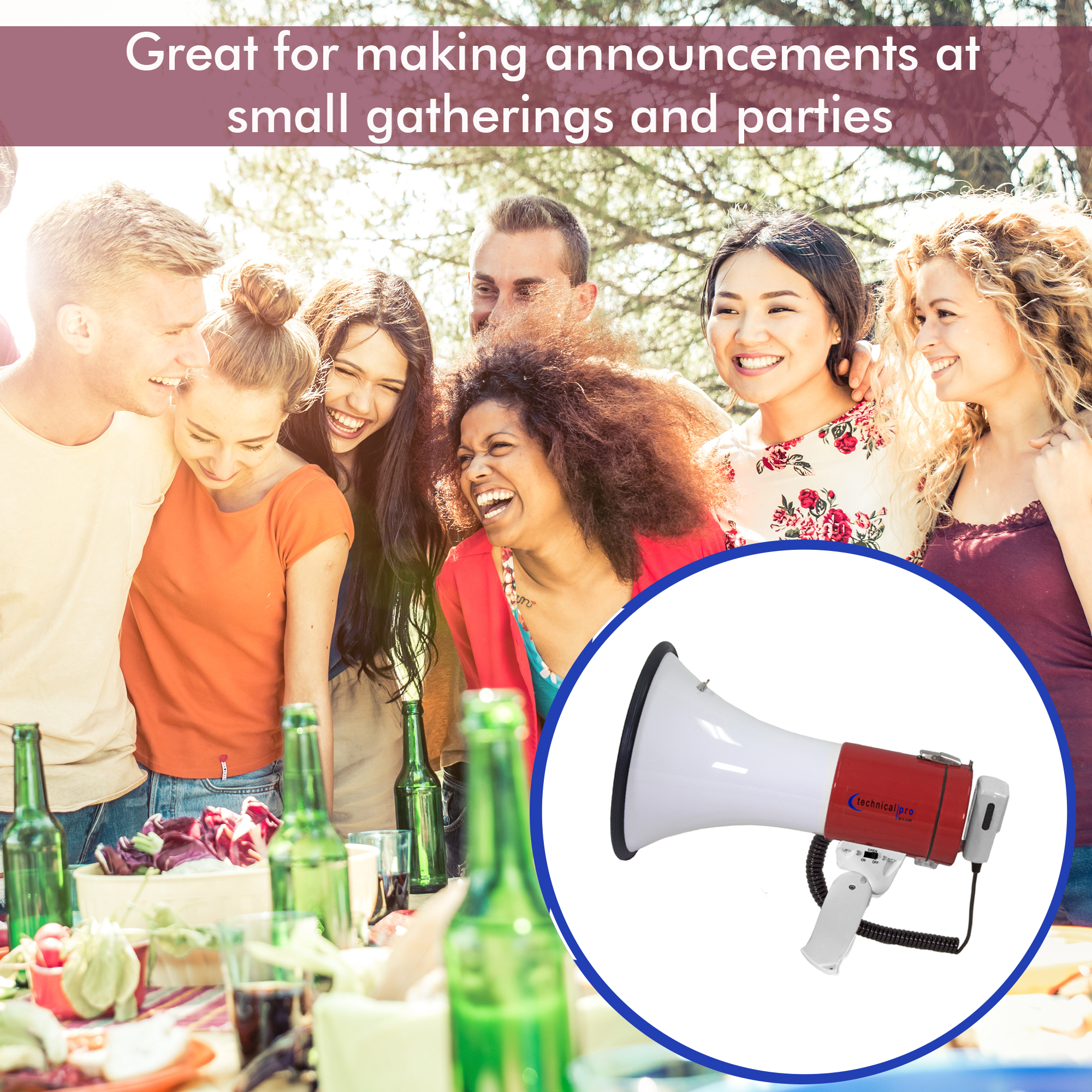 Technical Pro 75 Watts Portable Megaphone W/ Strap, Siren, Volume Control