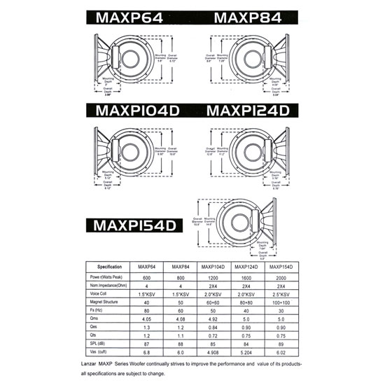 Lanzar MAXP84 Max Pro 8'' 800 Watt Small Enclosure 4 Ohm Subwoofer