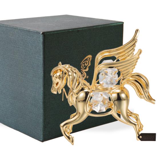 24K Gold Plated Crystal Studded Flying Pegasus Ornament by Matashi