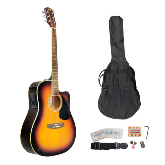 41 Acoustic Electric Guitar Package With Gig Bag, Strap, Picks 